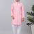 Men pink cotton striped kurta
