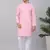 Men pink cotton striped kurta