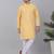 Men yellow cotton striped kurta