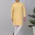 Men yellow cotton striped kurta