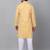 Men yellow cotton striped kurta