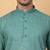 Men green cotton linen striped kurta