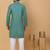 Men green cotton linen striped kurta