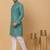 Men green cotton linen striped kurta