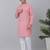 Men pink cotton linen striped kurta