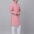 Men pink cotton linen striped kurta