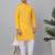 Men yellow cotton linen striped kurta