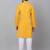 Men yellow cotton linen striped kurta