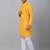 Men yellow cotton linen striped kurta