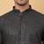 Men black cotton floral printed kurta