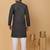 Men black cotton floral printed kurta