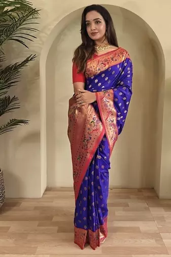 Violet Paithani silk blend Sarees 