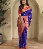 Violet Paithani silk blend Sarees 