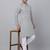 Men grey cotton floral printed kurta