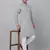 Men grey cotton floral printed kurta