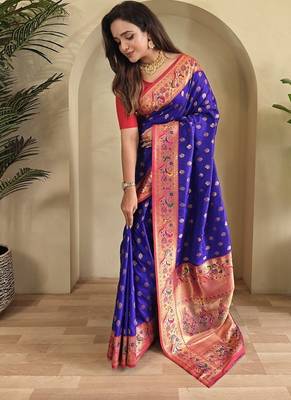 Violet Paithani silk blend Sarees  2