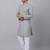 Men grey cotton floral printed kurta