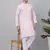 Men pink cotton floral printed kurta