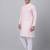 Men pink cotton floral printed kurta