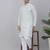 Men sea White cotton floral printed kurta