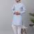 Men sky blue cotton floral printed kurta