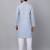 Men sky blue cotton floral printed kurta