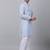 Men sky blue cotton floral printed kurta