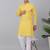 Men yellow cotton floral printed kurta