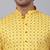 Men yellow cotton floral printed kurta