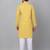 Men yellow cotton floral printed kurta