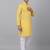 Men yellow cotton floral printed kurta