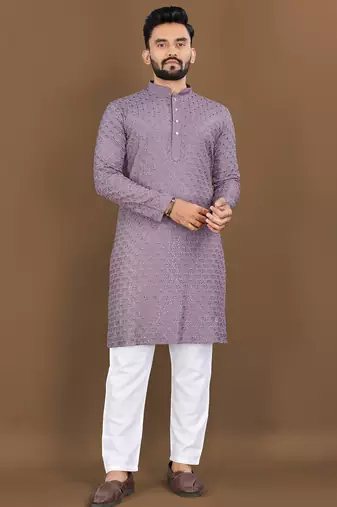 Onion embroidery work with sequence men's kurta and Pyjamas for Mens