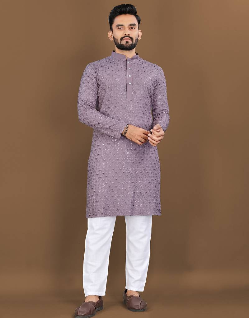 Onion embroidery work with sequence men's kurta and Pyjamas for Mens