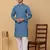 Men blue cotton ethnic printed kurta