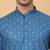 Men blue cotton ethnic printed kurta