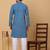 Men blue cotton ethnic printed kurta