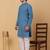 Men blue cotton ethnic printed kurta