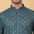 Men green cotton ethnic printed kurta