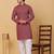 Men maroon cotton ethnic printed kurta