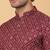 Men maroon cotton ethnic printed kurta