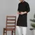 Men cotton embroidered sequined black kurta