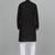 Men cotton embroidered sequined black kurta