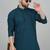 Men cotton embroidered sequined green kurta