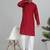Men cotton embroidered sequined Red kurta