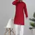 Men cotton embroidered sequined Red kurta