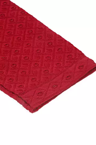 Men cotton embroidered sequined Red kurta
