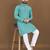 Teal embroidery work with sequence men's kurta and Pyjamas for Mens