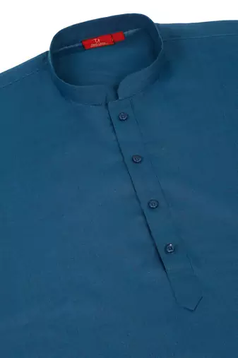 Men denim blue cotton knee length kurta