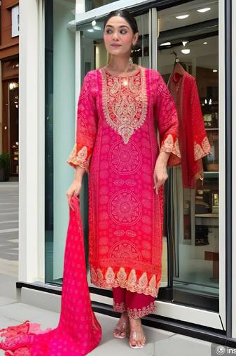 Pink Heavy Embroidered kurta set