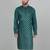 Cotton silk sequenced embroidered green kurta
